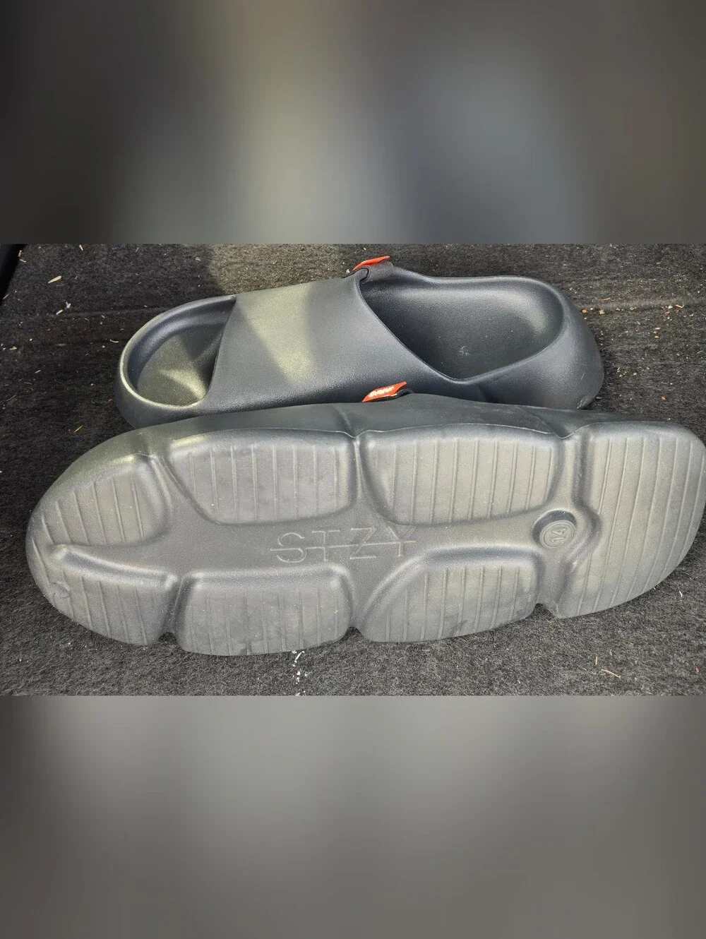 Men's Black Slide Sandals with Orange Tab